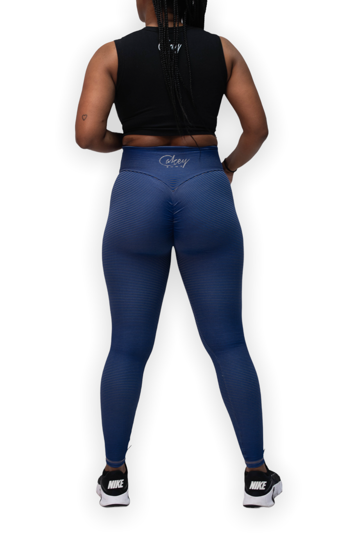 Blue Ribbed Leggings