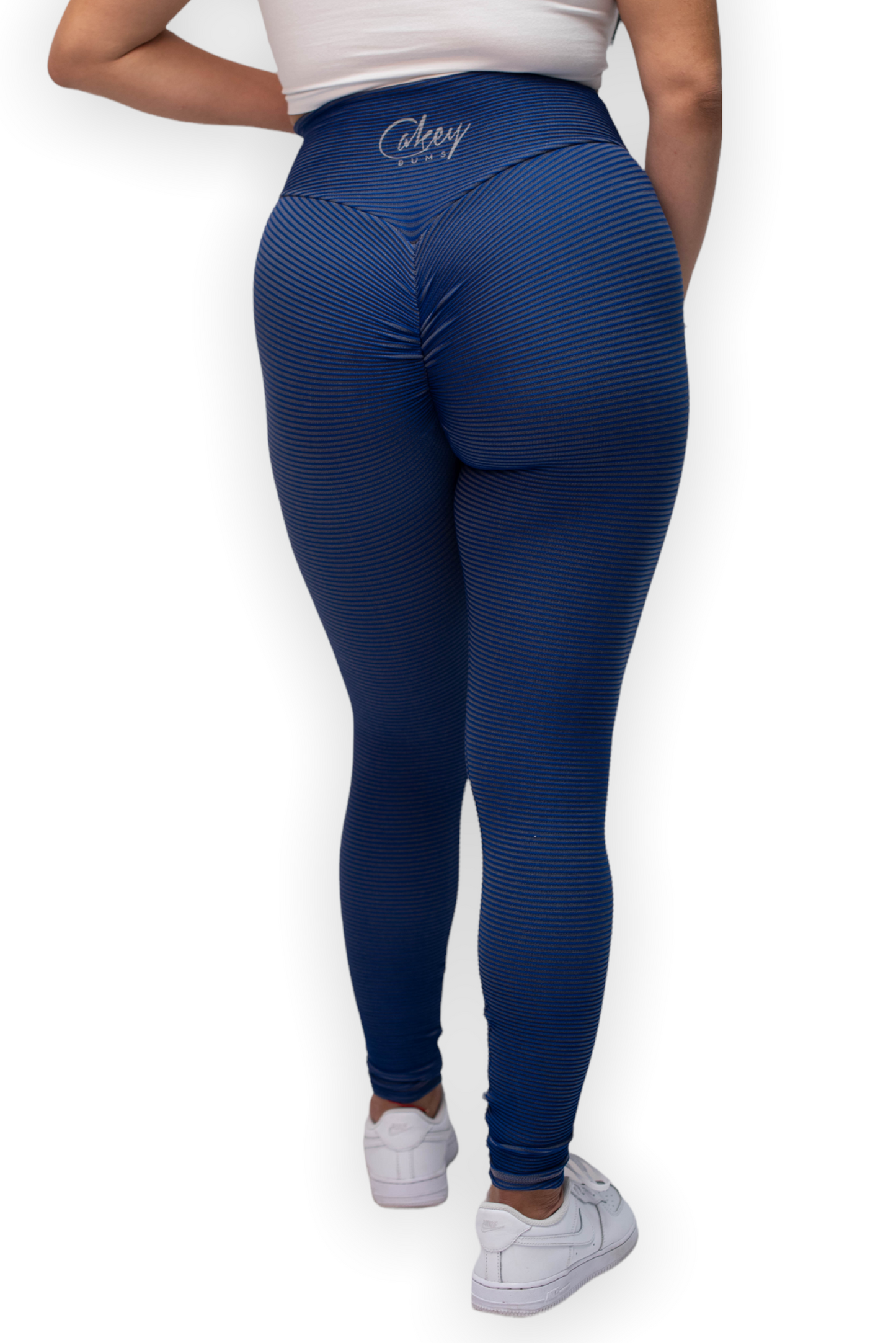 Blue Ribbed Leggings