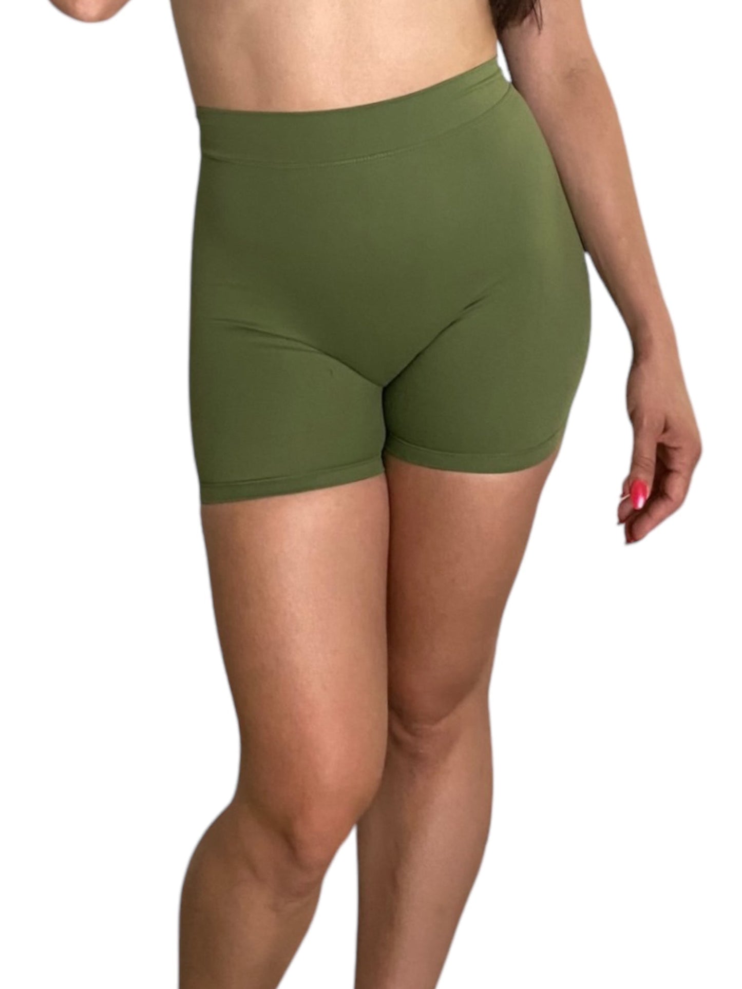 Olive V-Back Compression Shorts