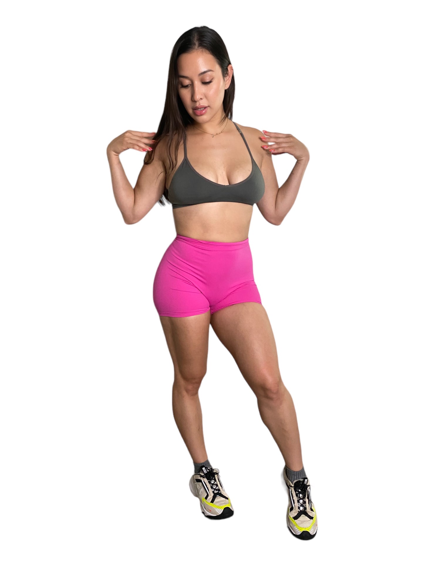 Pink V-Back Compression Shorts