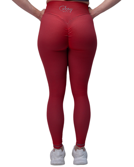 Red Ribbed Leggings