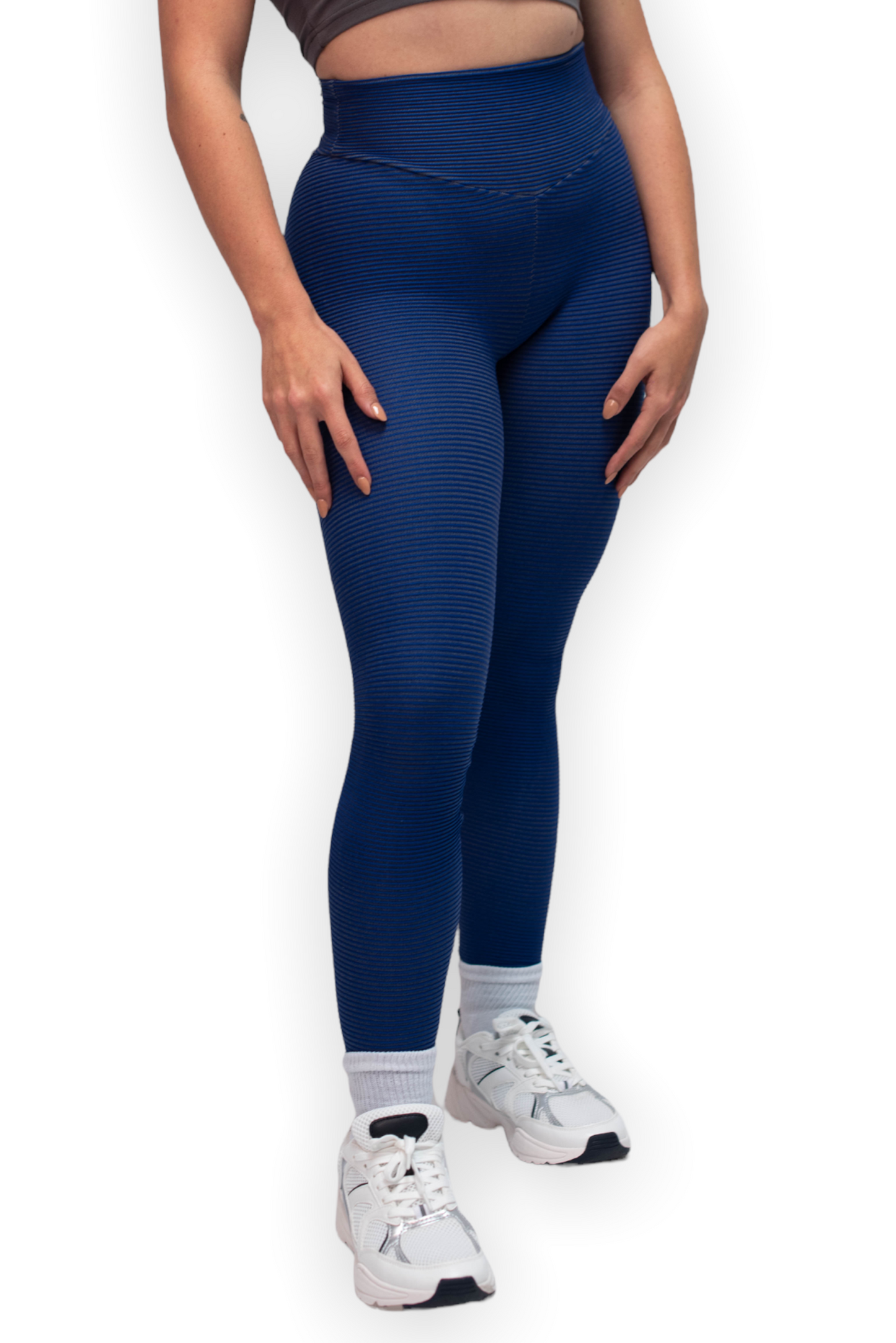 Blue Ribbed Leggings
