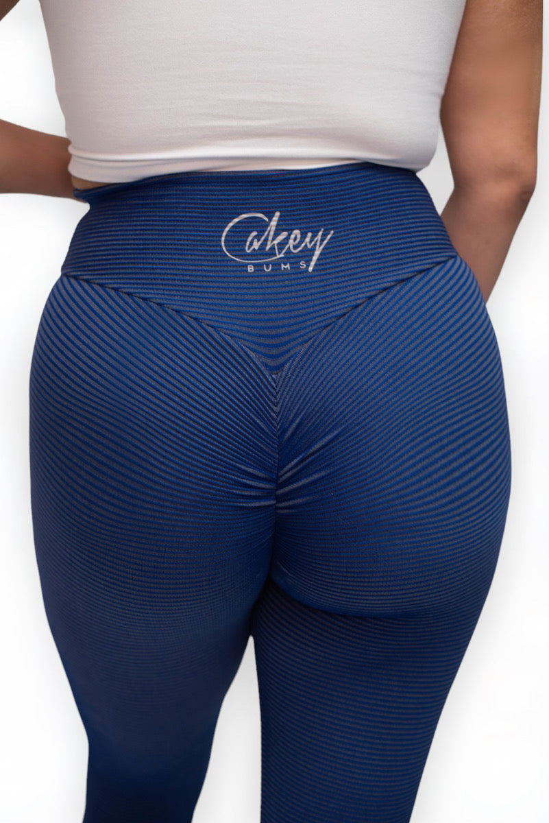 Blue Ribbed Leggings