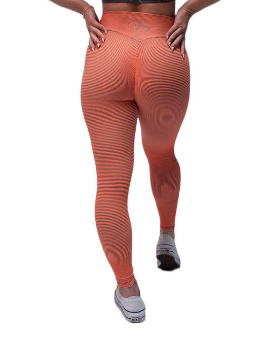 Orange Ribbed Leggings