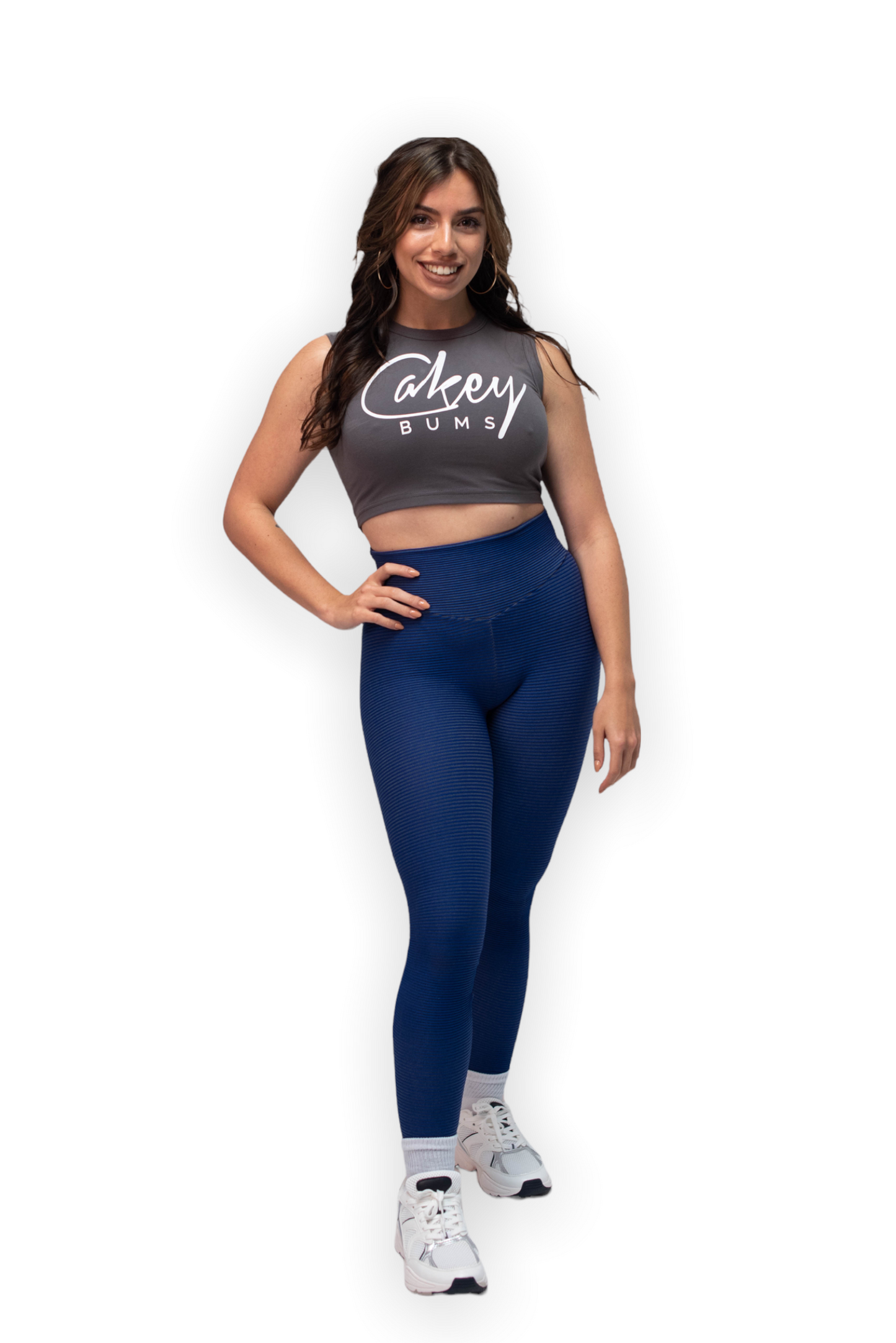 Blue Ribbed Leggings