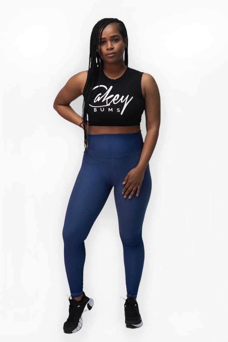 Blue Ribbed Leggings